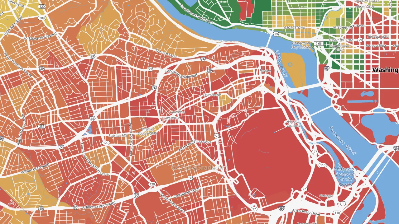 Clarendon, Arlington, VA Map of Robbery Rates