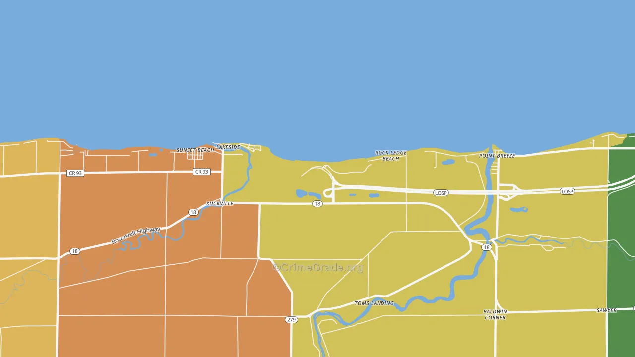 Clarendon, NY Map of Robbery Rates