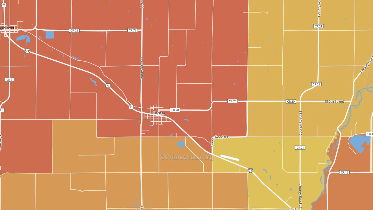 Clarissa, MN Map of Robbery Rates