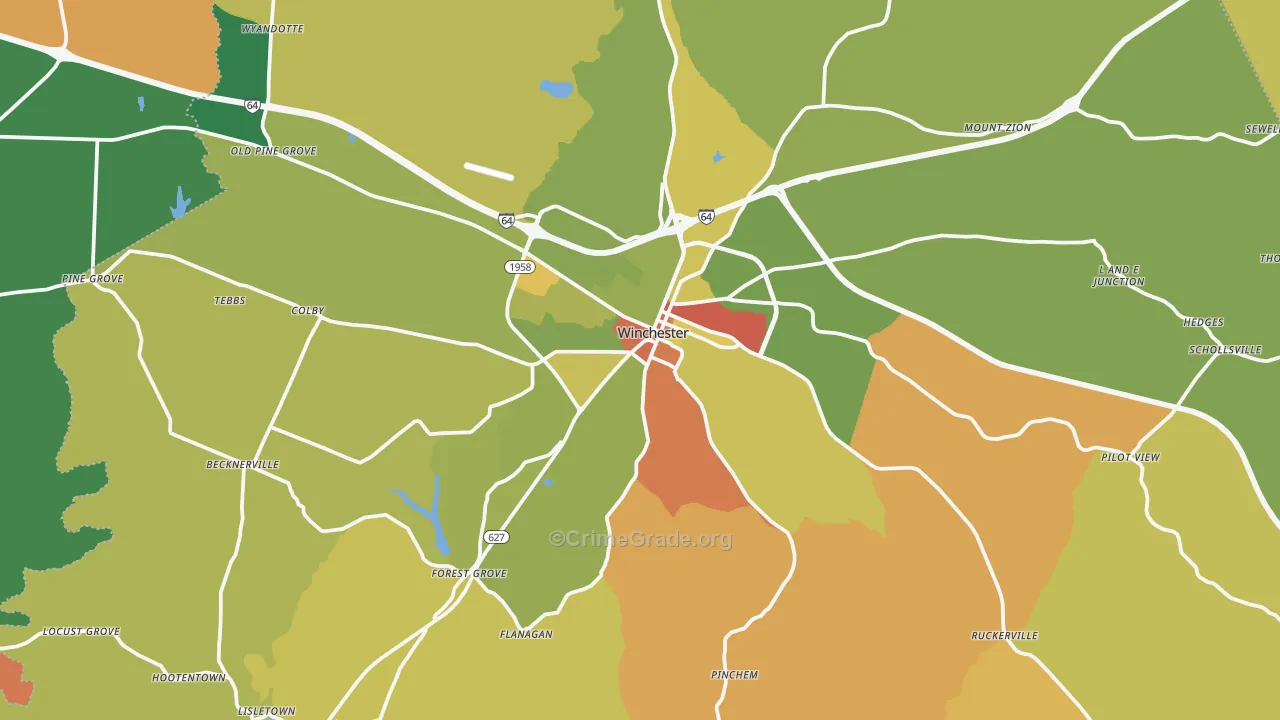 Clark County, KY Map of Robbery Rates