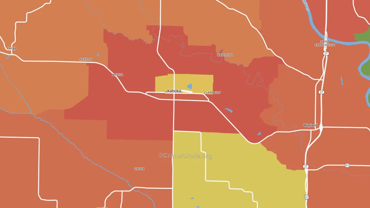 Clark County, MO Map of Robbery Rates