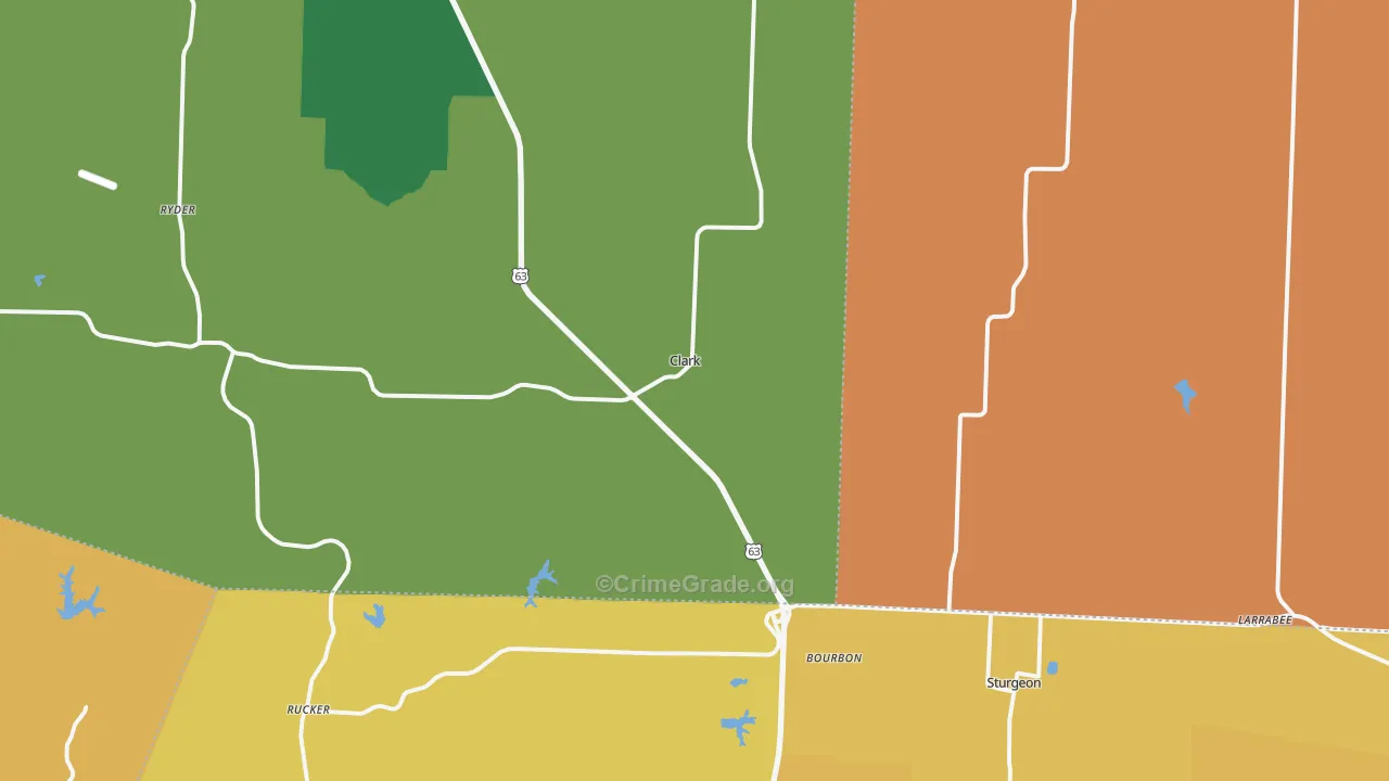 Clark, MO Map of Robbery Rates