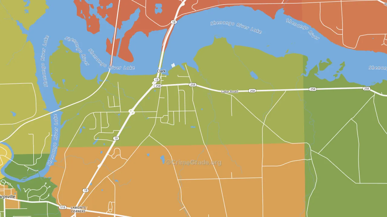 Clark, PA Map of Robbery Rates