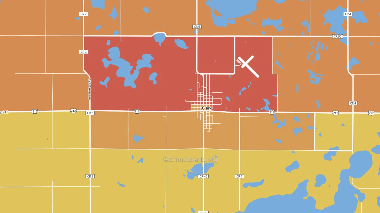 Clark, SD Map of Robbery Rates