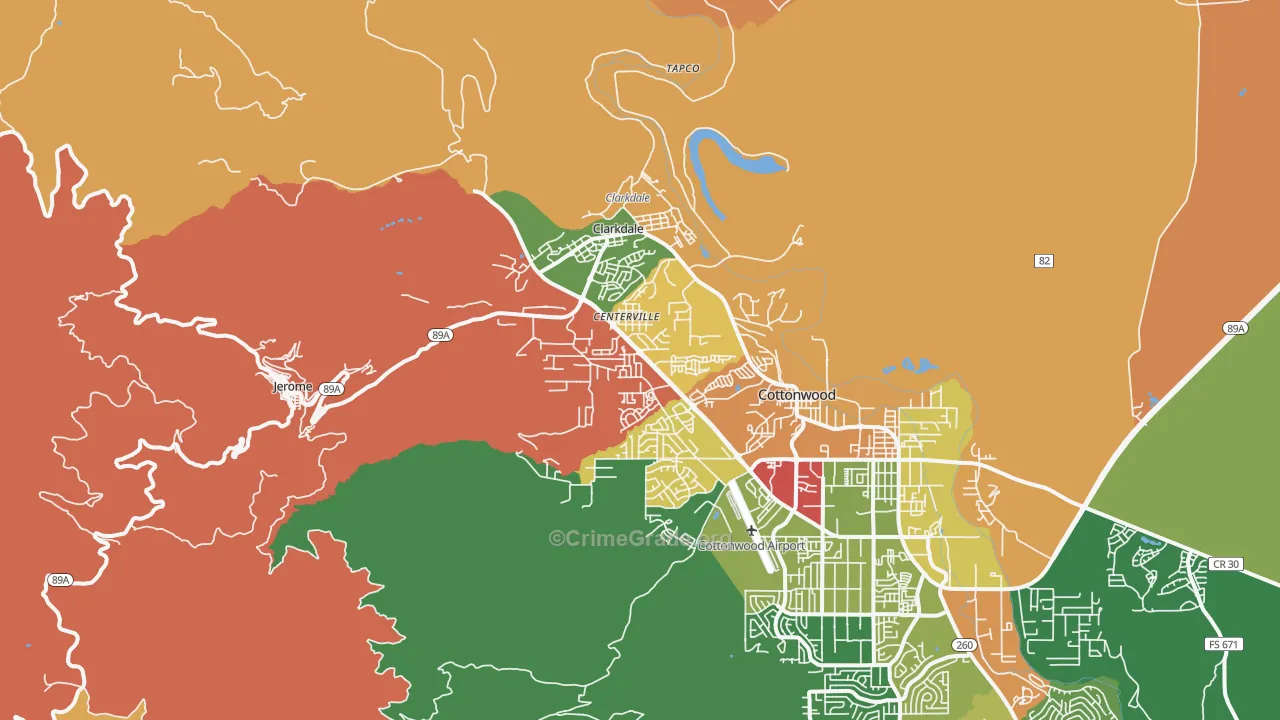 Clarkdale, AZ Map of Robbery Rates
