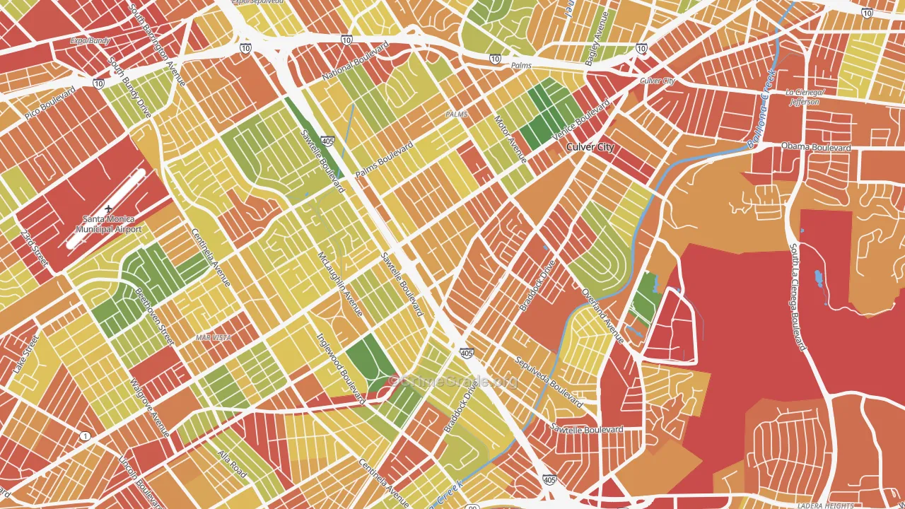 Clarkdale, Culver City, CA Map of Robbery Rates
