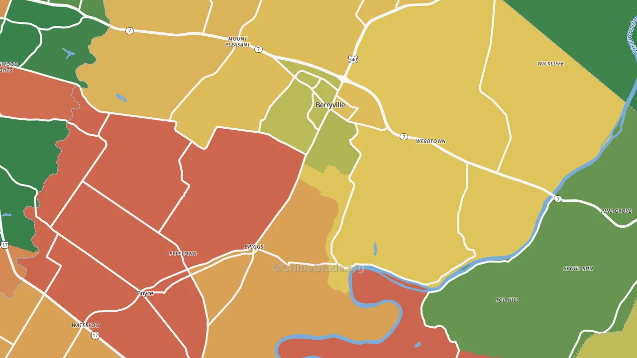 Clarke County, VA Map of Robbery Rates