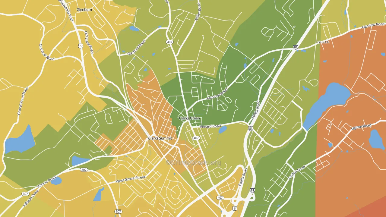 Clarks Green, PA Map of Robbery Rates