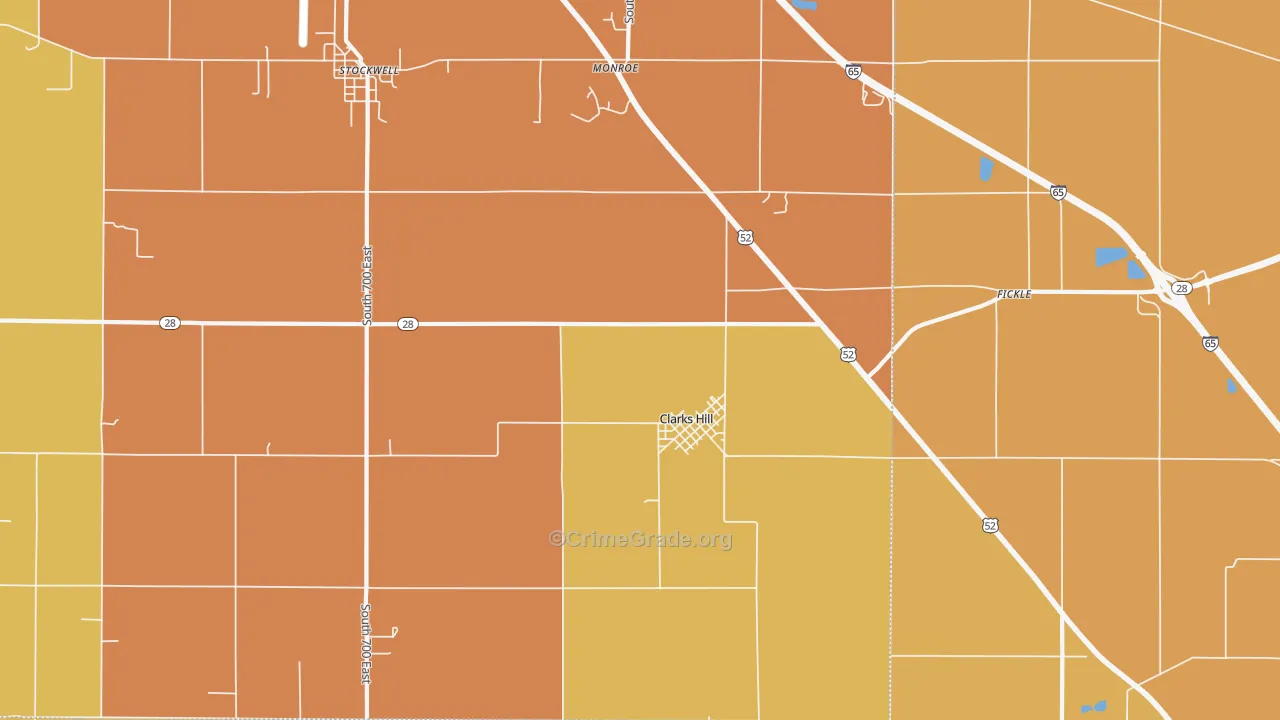 Clarks Hill, IN Map of Robbery Rates