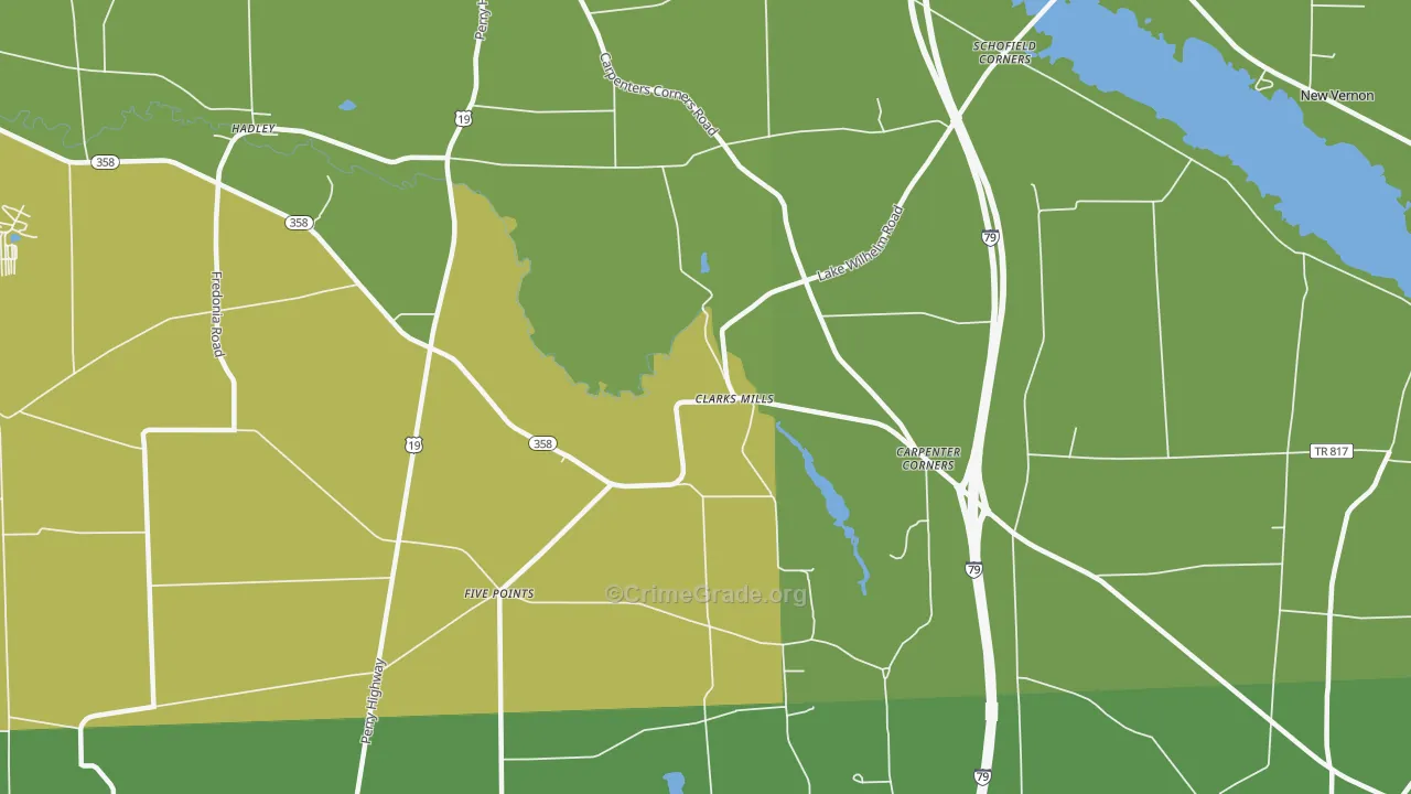 Clarks Mills, PA Map of Robbery Rates