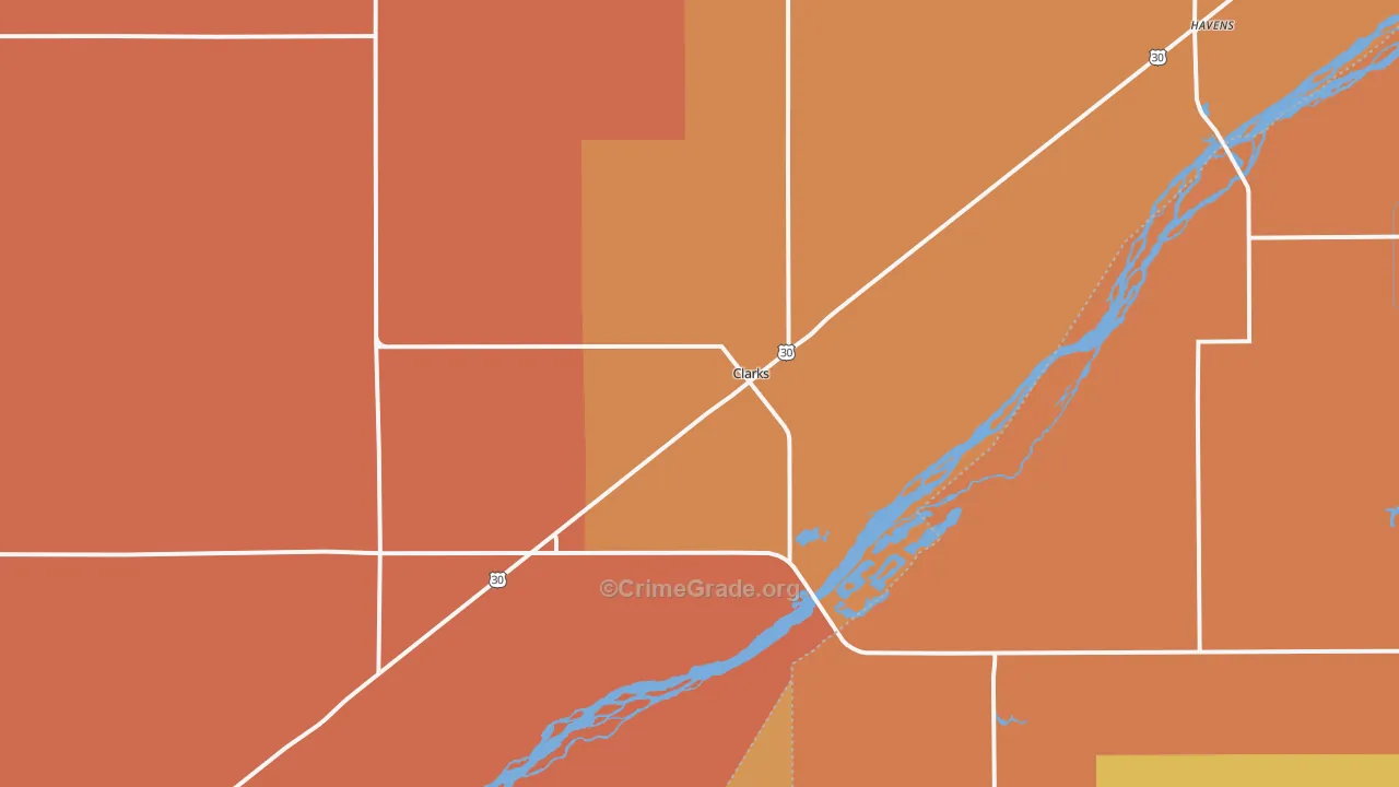 Clarks, NE Map of Robbery Rates