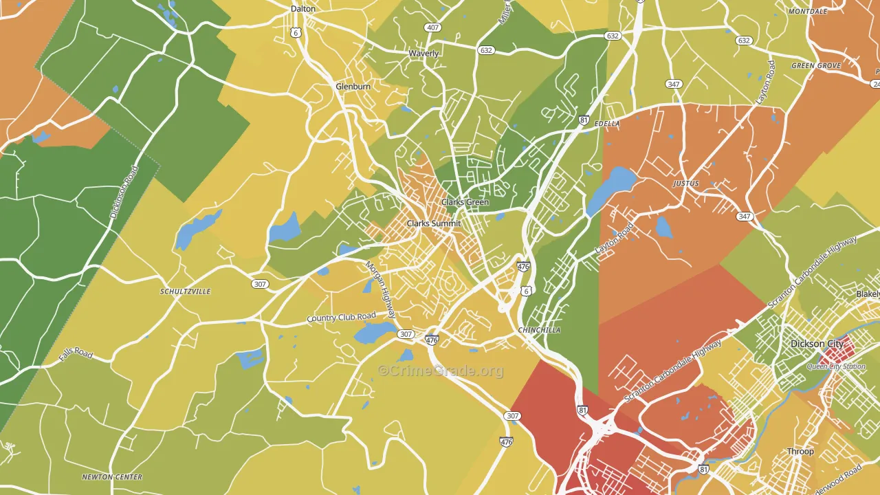 Clarks Summit, PA Map of Robbery Rates