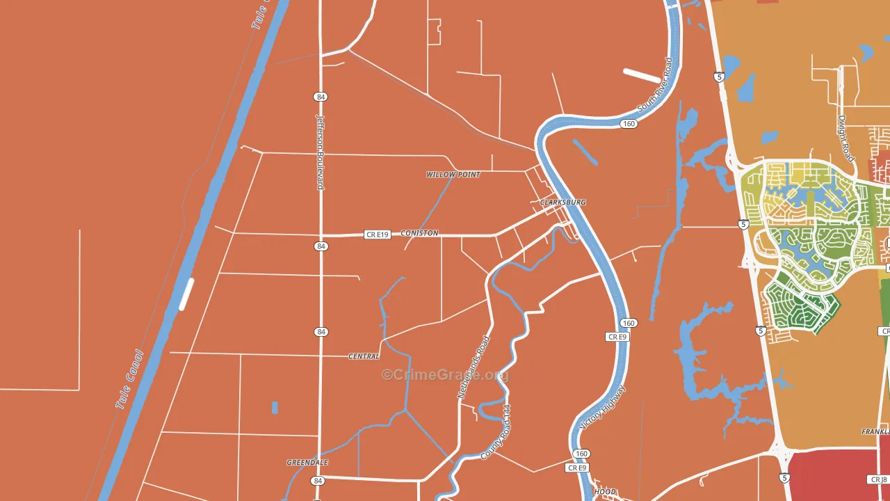 Clarksburg, CA Map of Robbery Rates