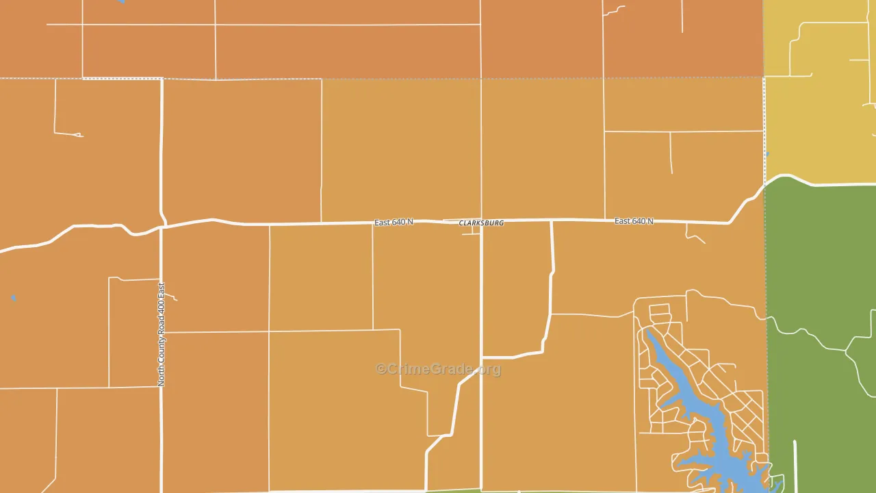 Clarksburg, IN Map of Robbery Rates