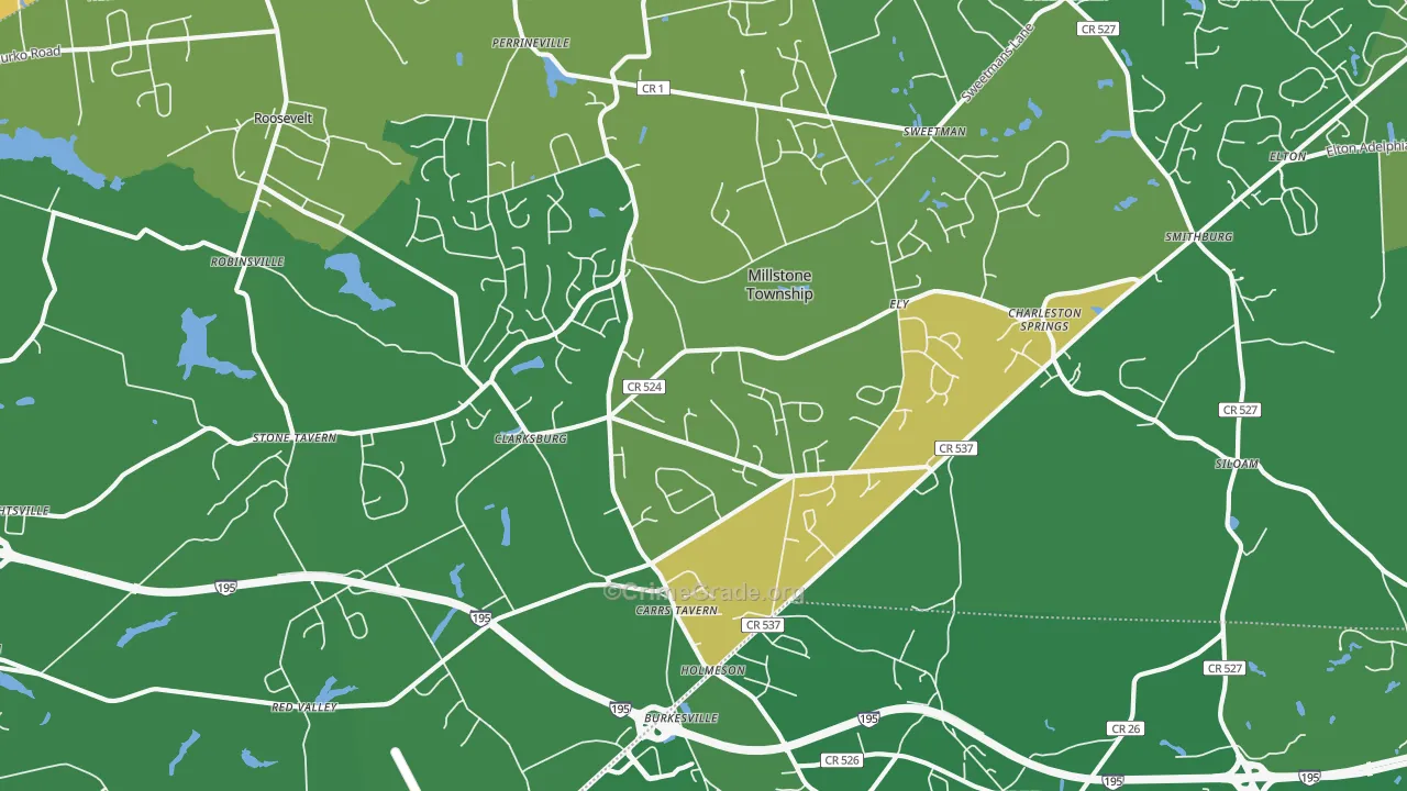 Clarksburg, NJ Map of Robbery Rates