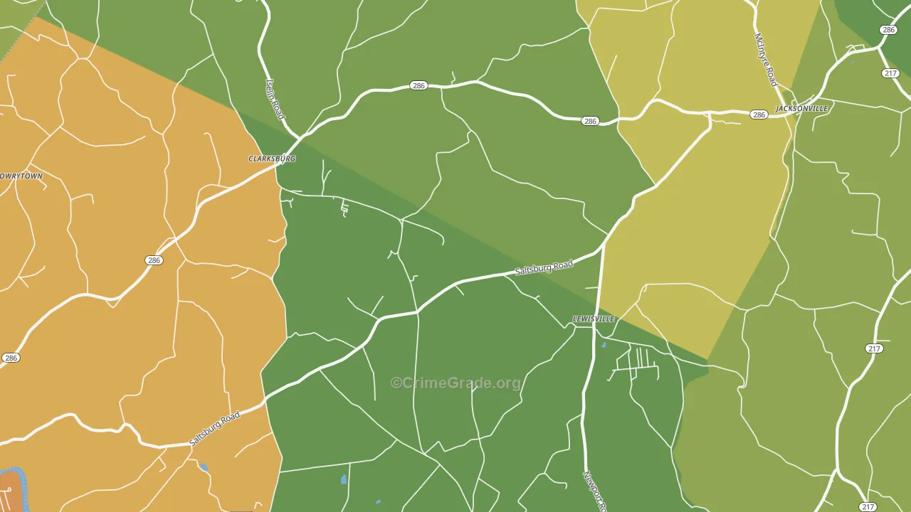 Clarksburg, PA Map of Robbery Rates