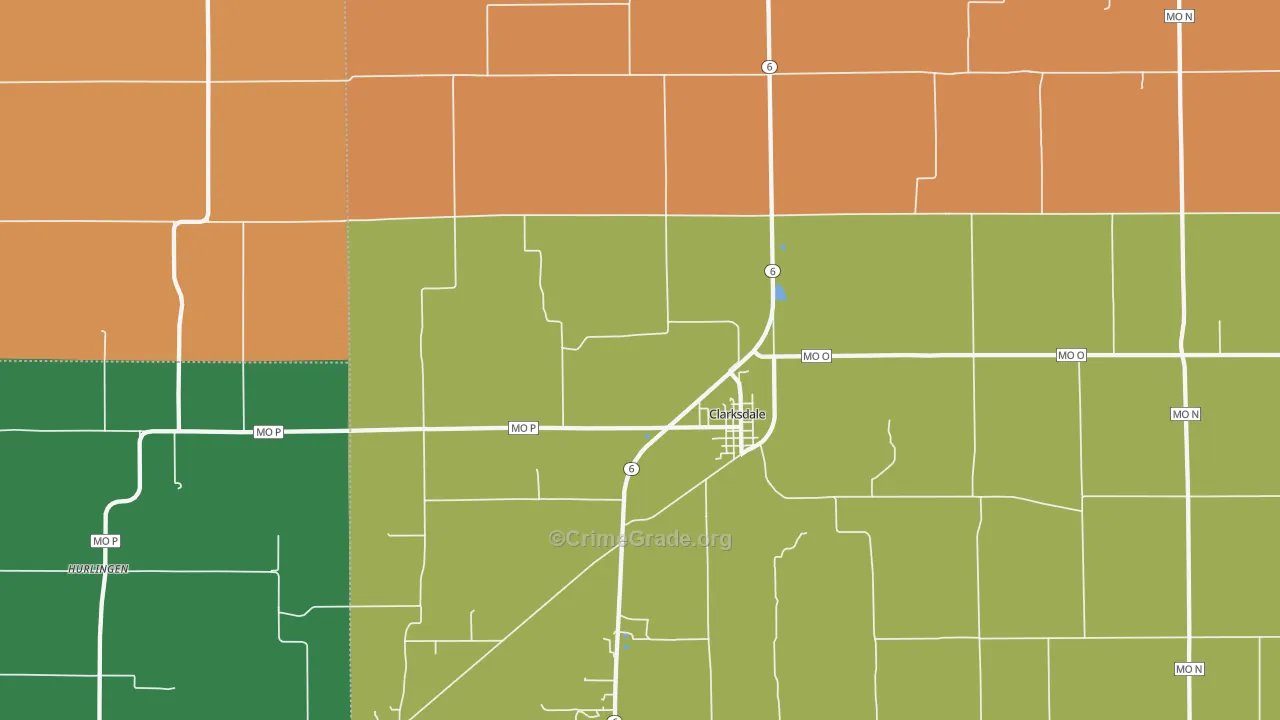Clarksdale, MO Map of Robbery Rates