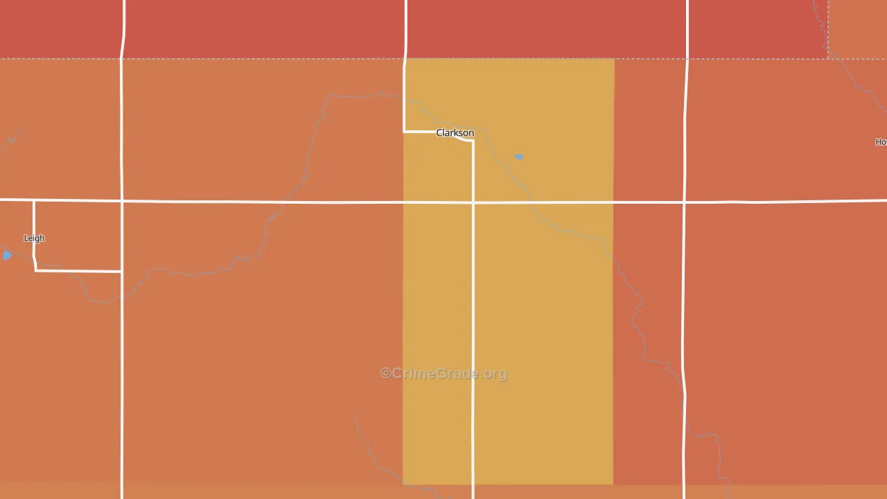 Clarkson, NE Map of Robbery Rates