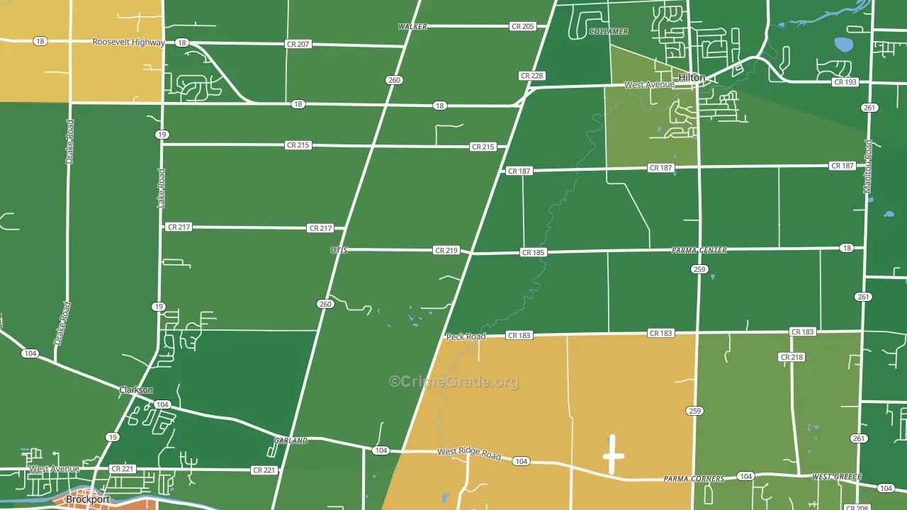 Clarkson, NY Map of Robbery Rates