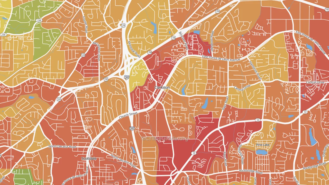 Clarkston, GA Map of Robbery Rates