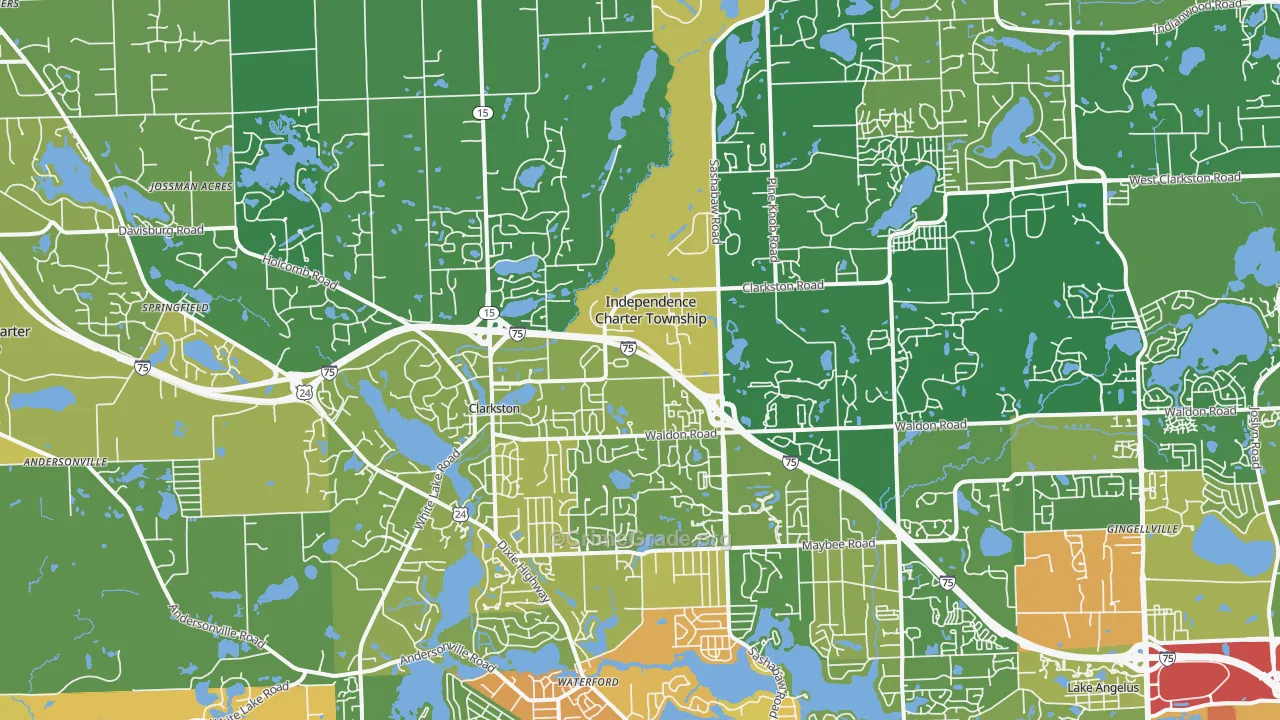 Clarkston, MI Map of Robbery Rates