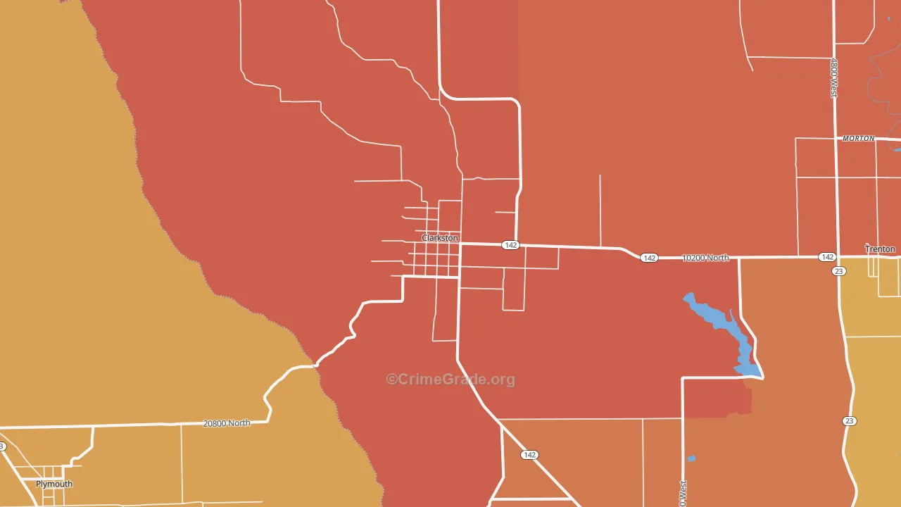 Clarkston, UT Map of Robbery Rates