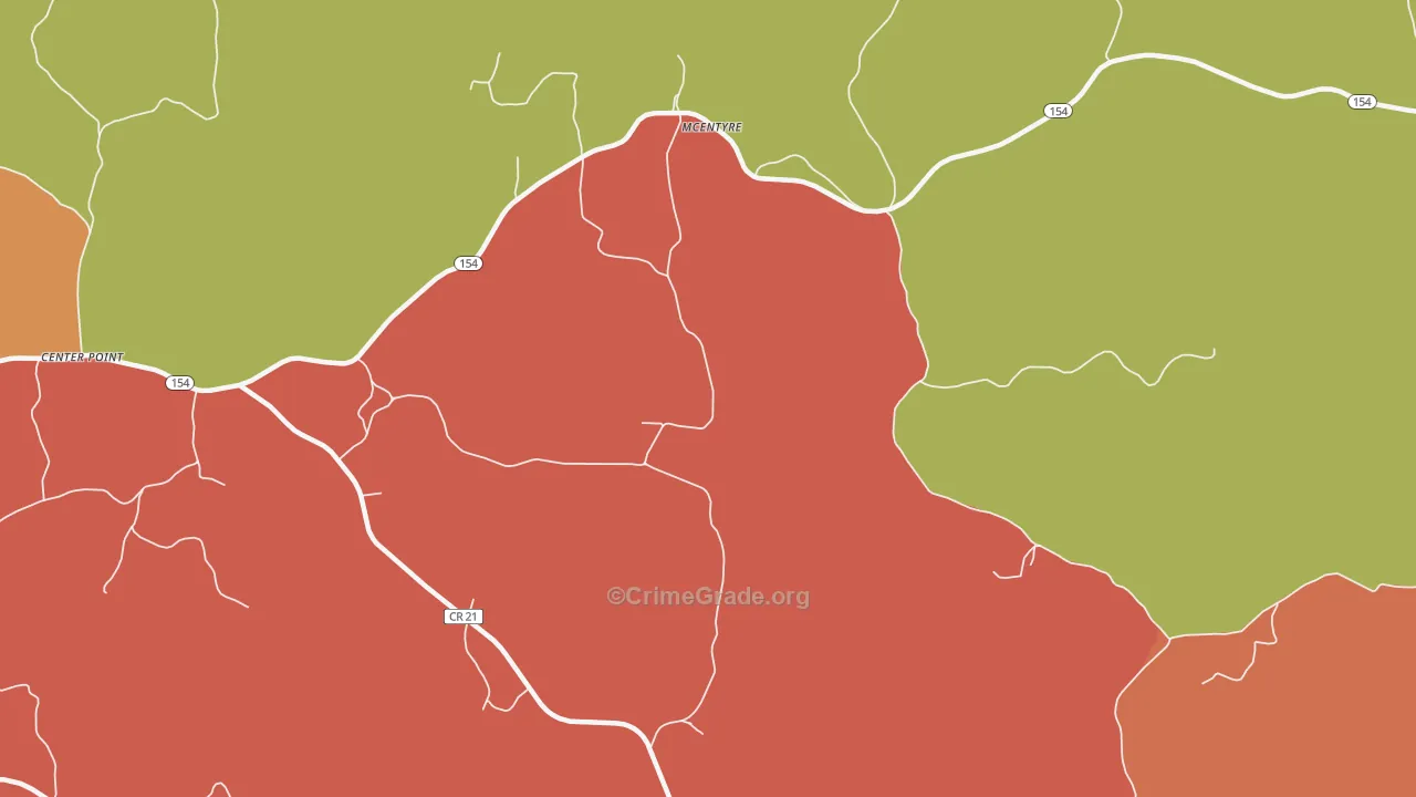 Clarksville, AL Map of Robbery Rates