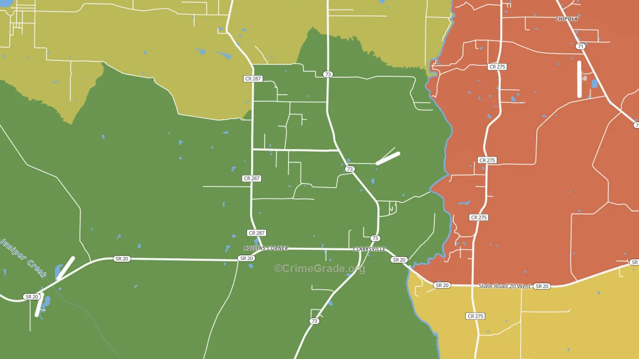 Clarksville, FL Map of Robbery Rates