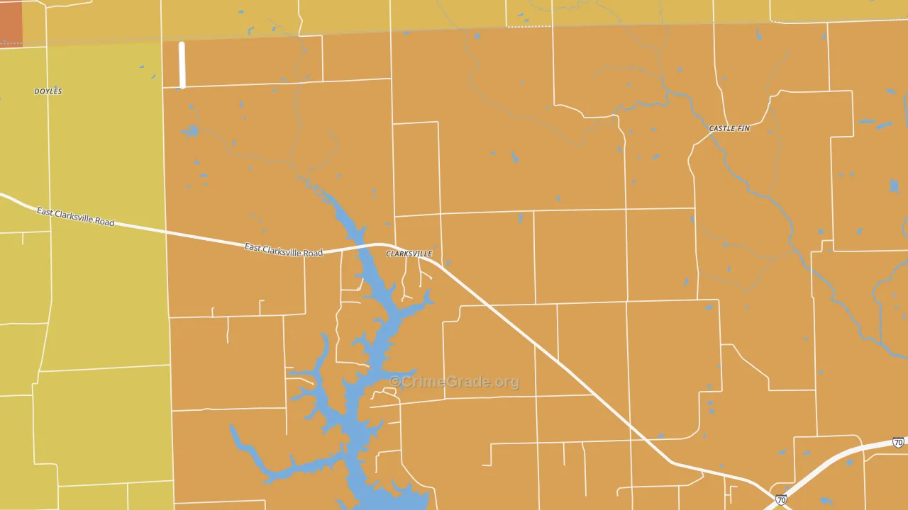 Clarksville, IL Map of Robbery Rates