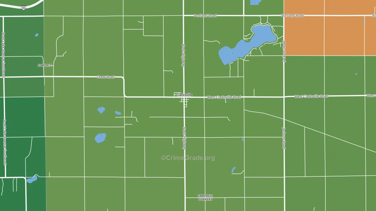 Clarksville, MI Map of Robbery Rates