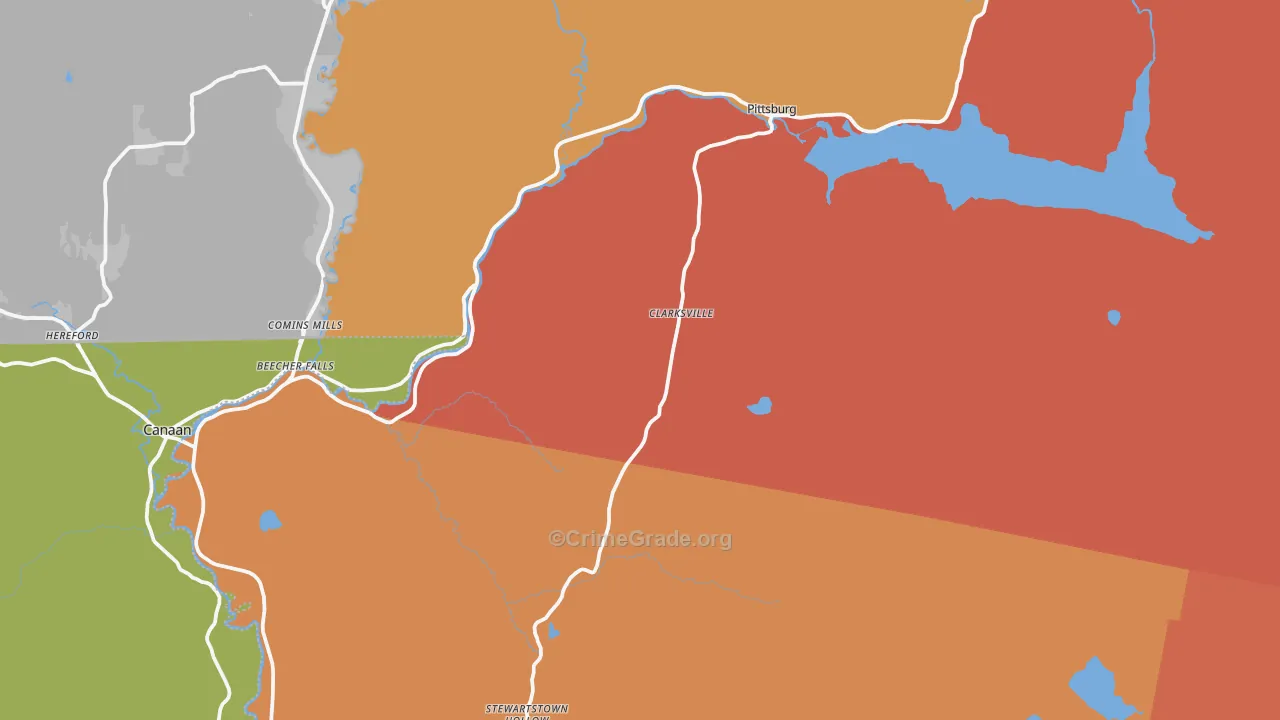 Clarksville, NH Map of Robbery Rates