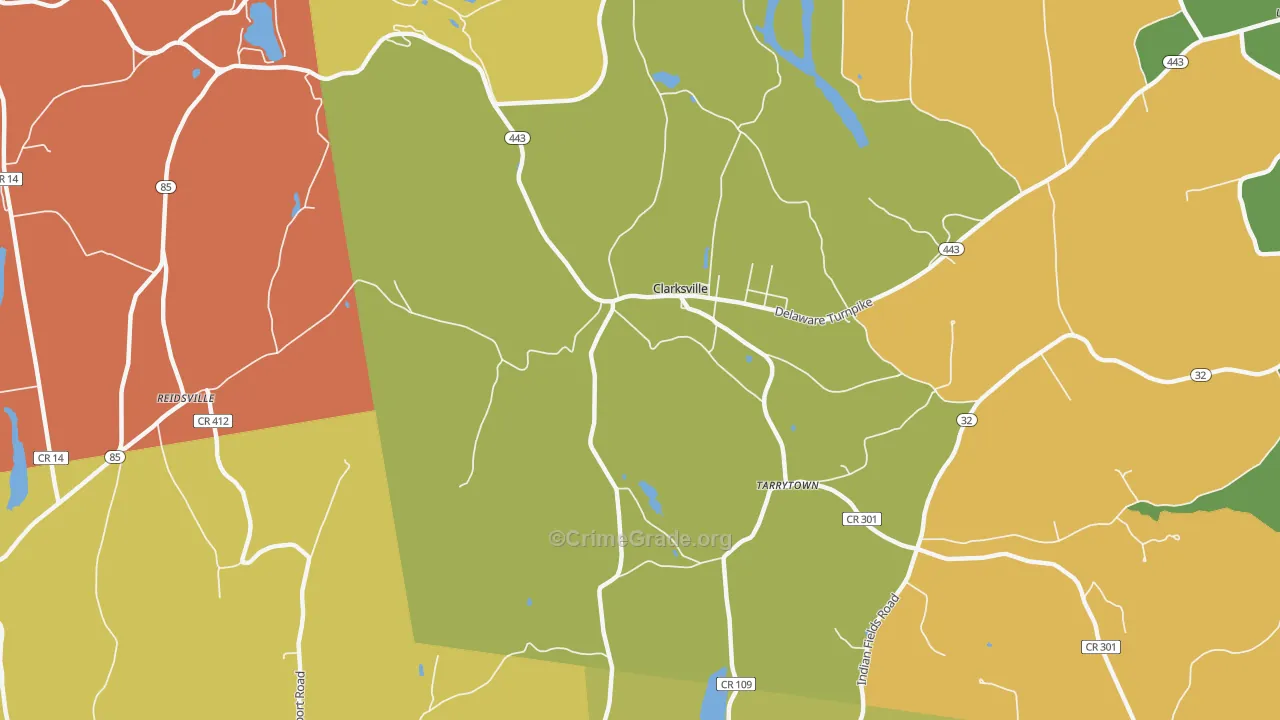 Clarksville, NY Map of Robbery Rates