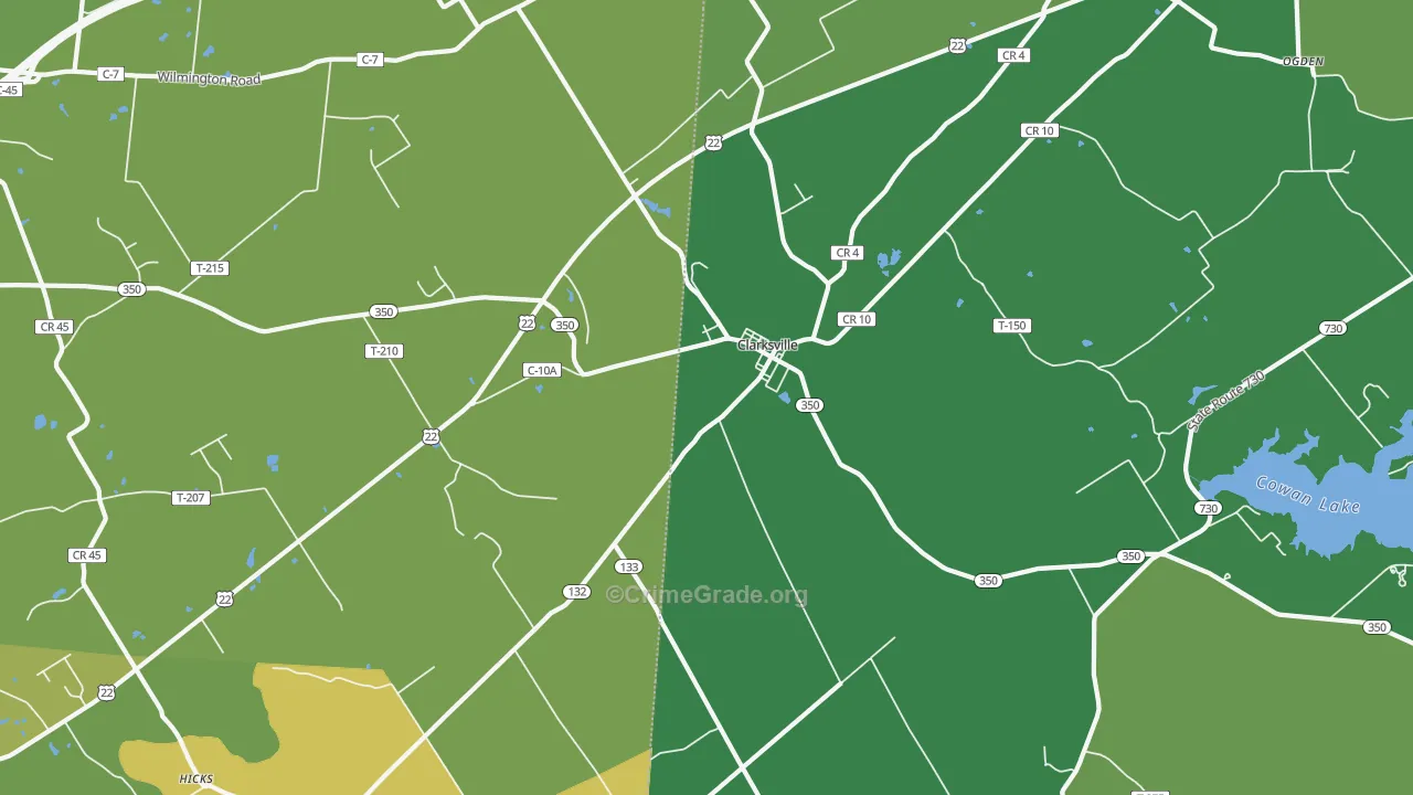 Clarksville, OH Map of Robbery Rates