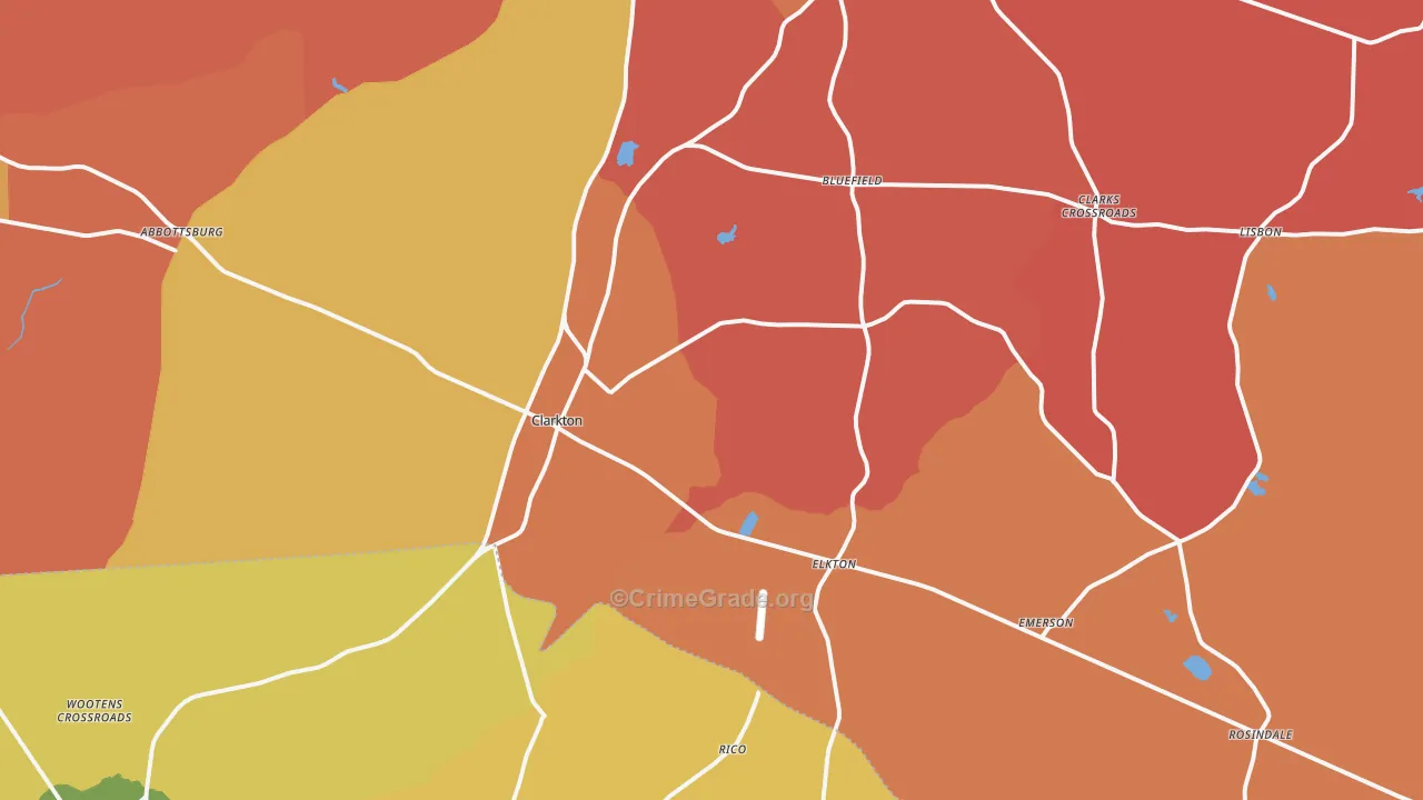 Clarkton, NC Map of Robbery Rates
