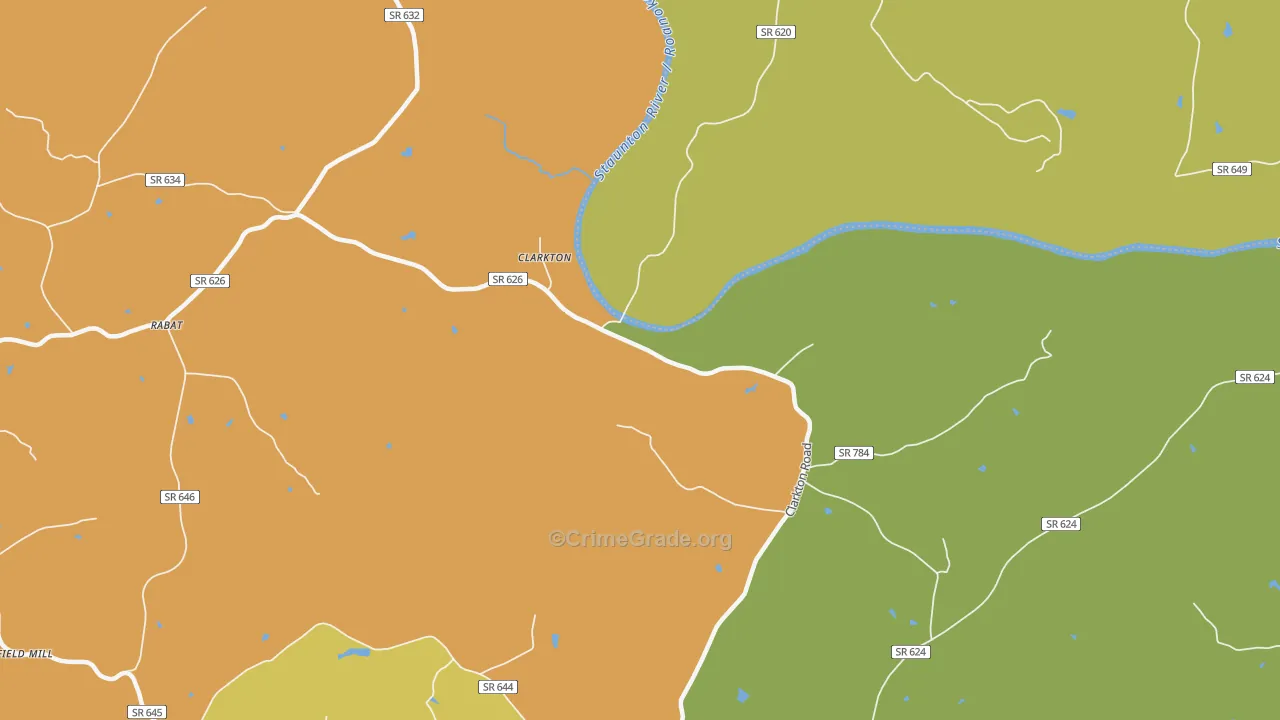 Clarkton, VA Map of Robbery Rates