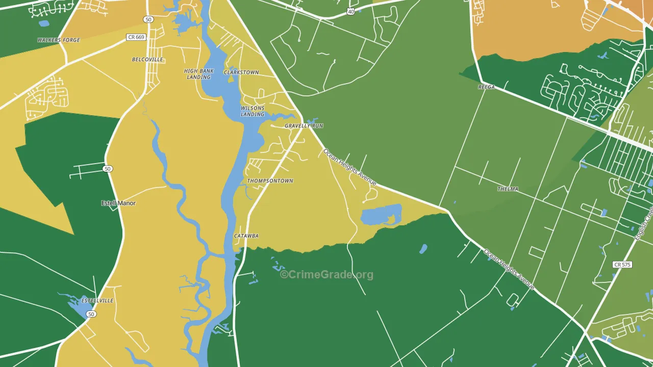 Clarktown, NJ Map of Robbery Rates