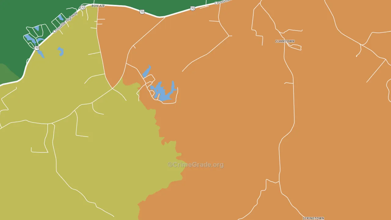 Clarktown, TN Map of Robbery Rates