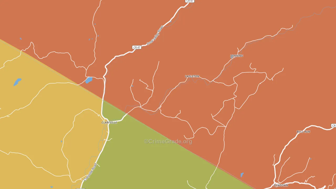 Claryville, NY Map of Robbery Rates