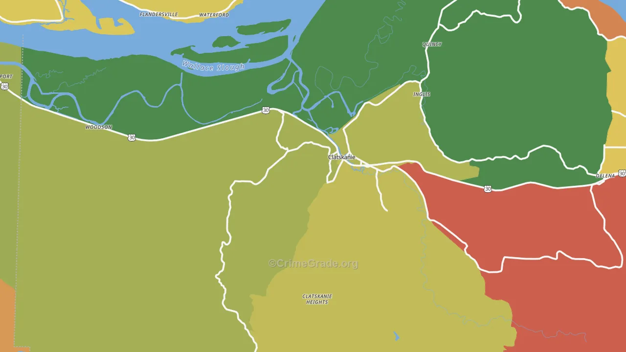Clatskanie, OR Map of Robbery Rates