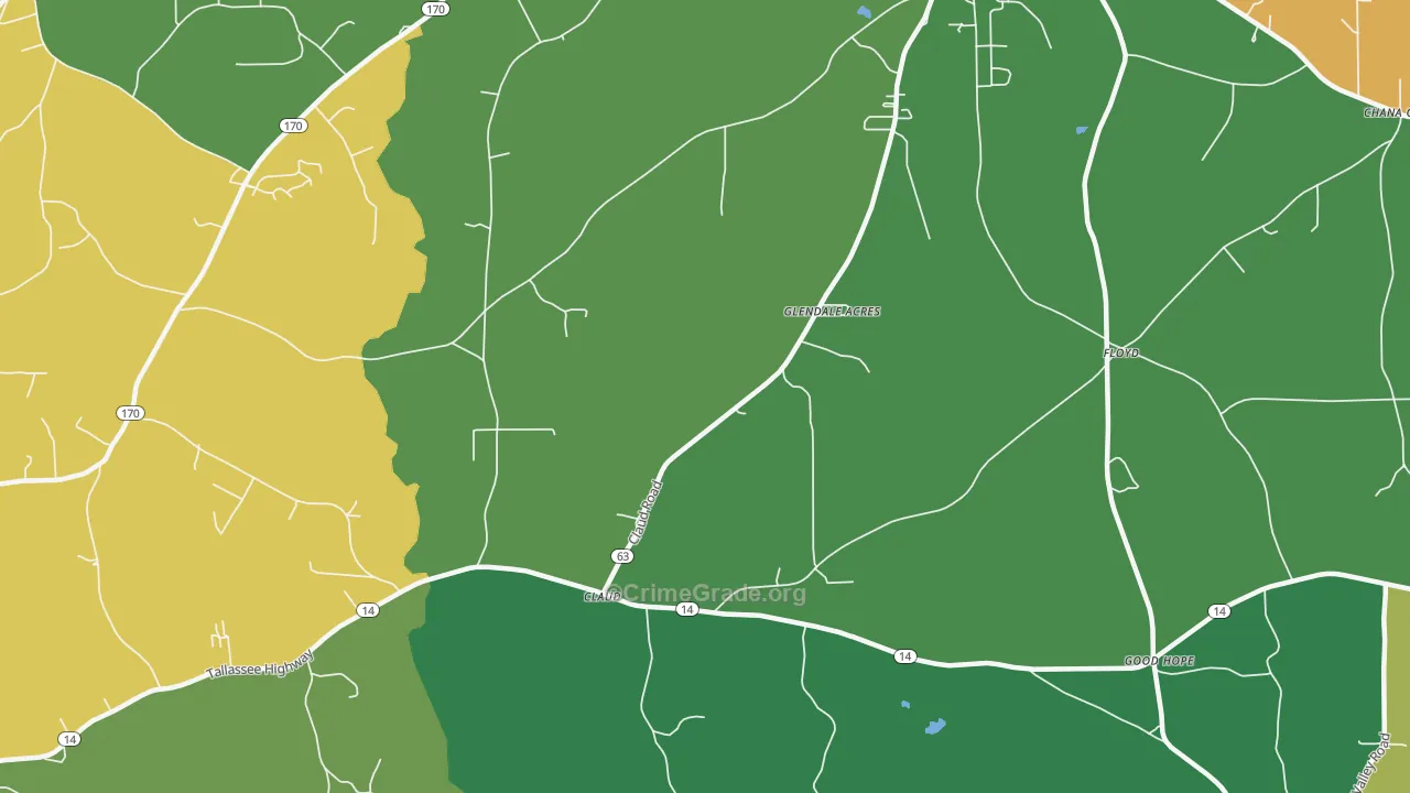 Claud, AL Map of Robbery Rates