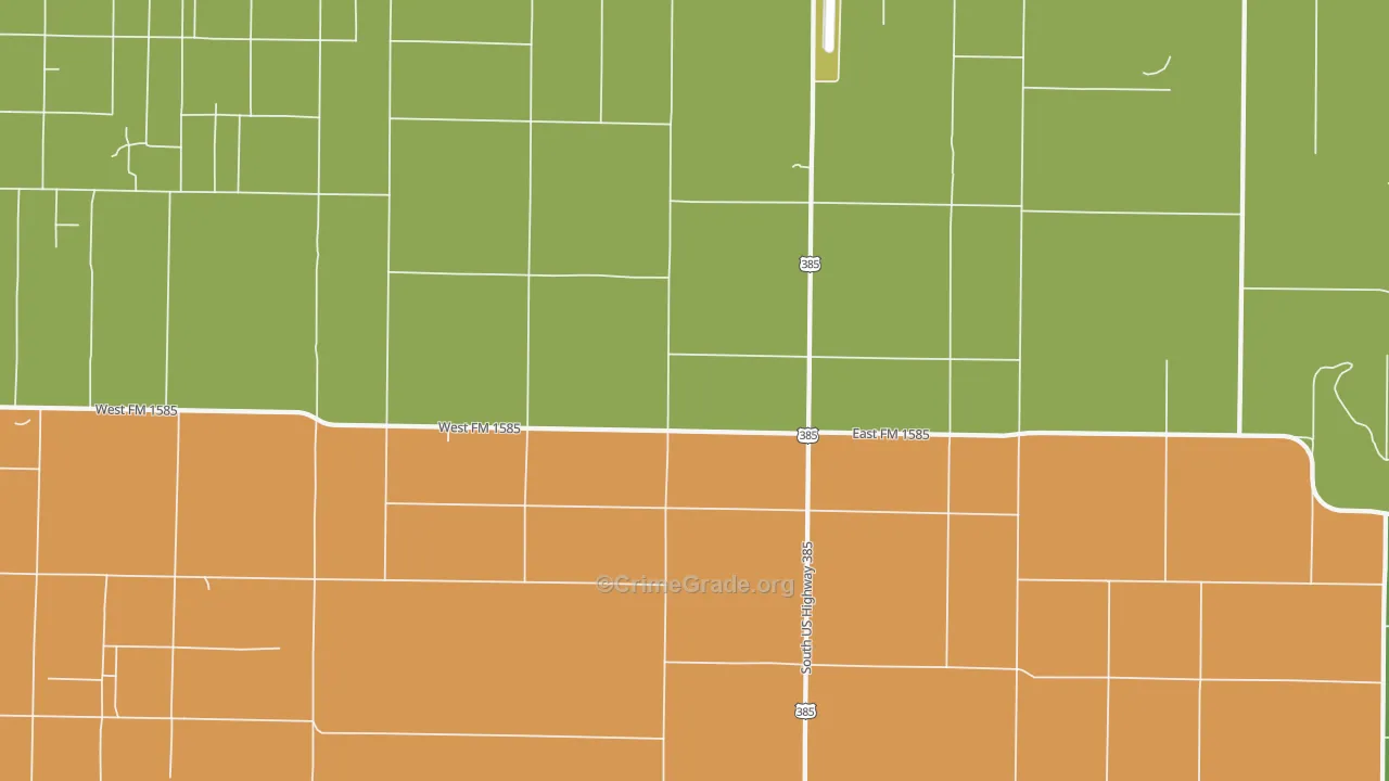 Clauene, TX Map of Robbery Rates