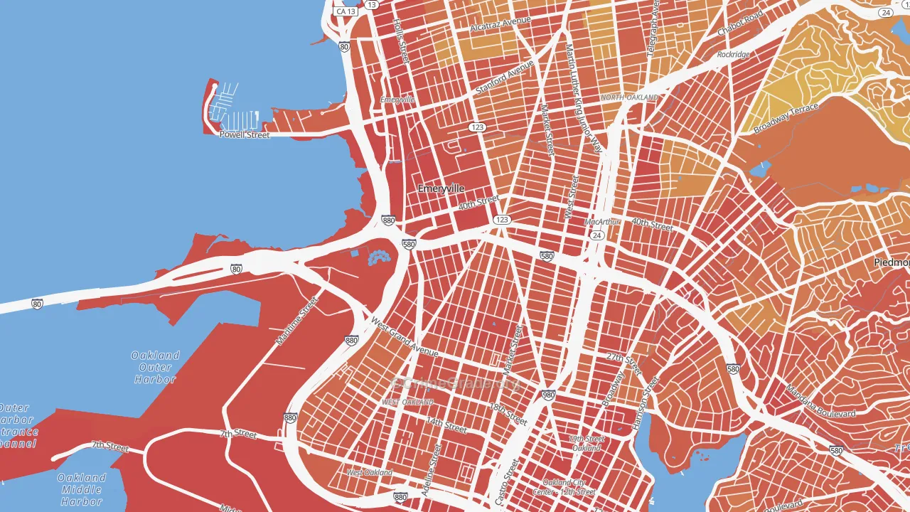 Clawson, Emeryville, CA Map of Robbery Rates