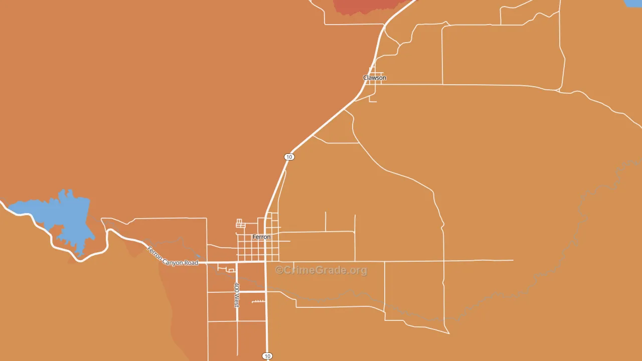Clawson, UT Map of Robbery Rates