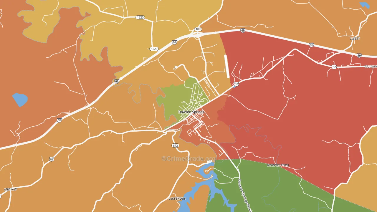 Claxton, KY Map of Robbery Rates