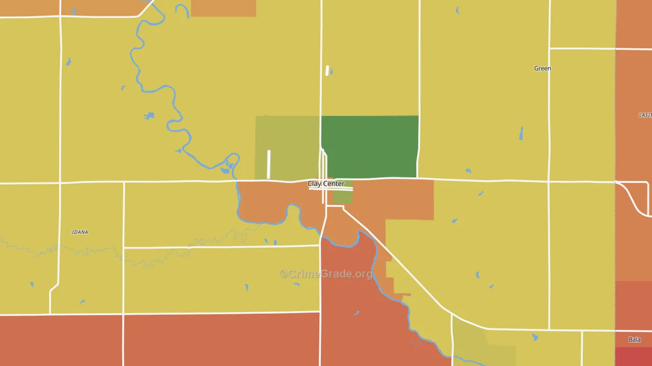 Clay Center, KS Map of Robbery Rates