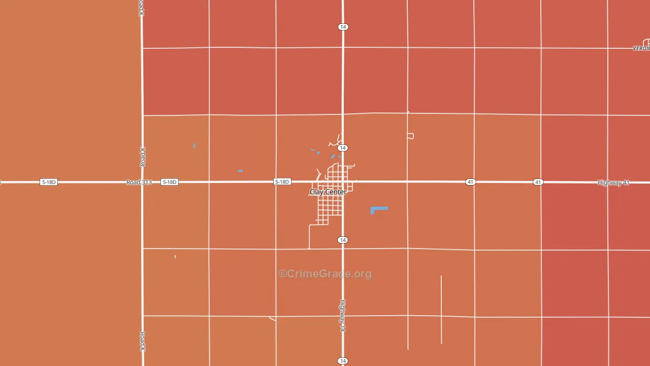 Clay Center, NE Map of Robbery Rates