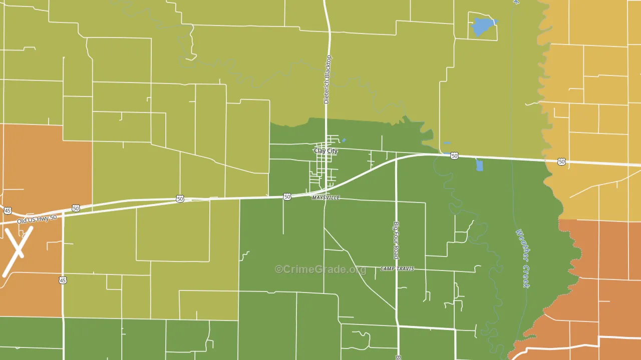 Clay City, IL Map of Robbery Rates
