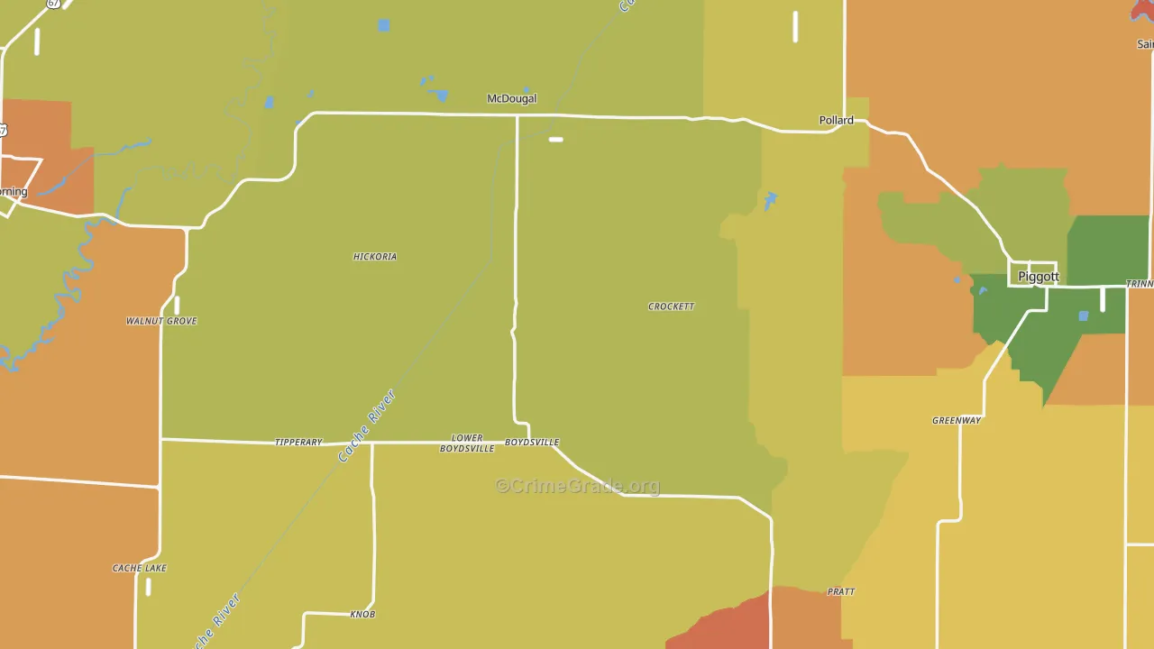 Clay County, AR Map of Robbery Rates