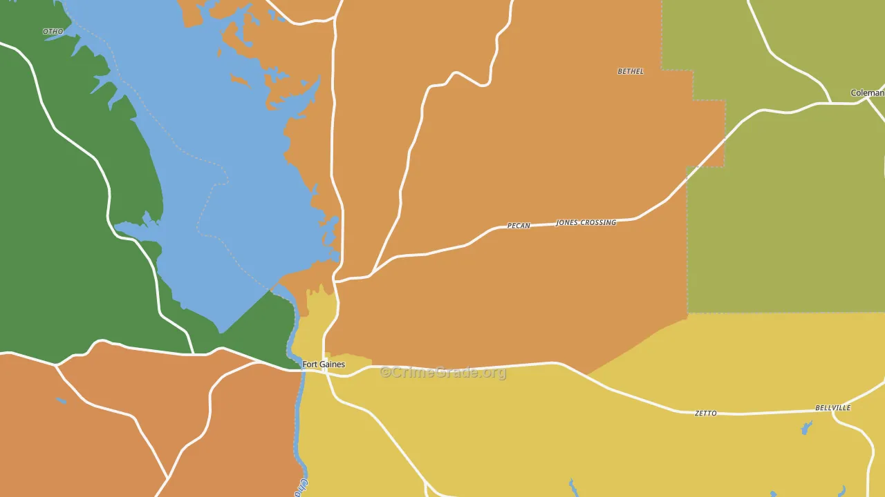 Clay County, GA Map of Robbery Rates