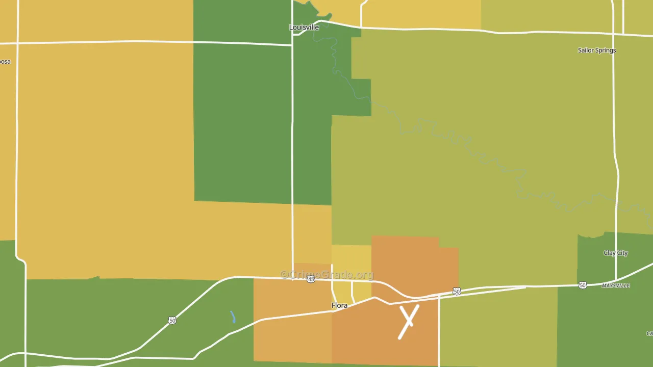Clay County, IL Map of Robbery Rates